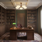 Persimmon Wooden Brass Ceiling Suspension Lighting Lobby