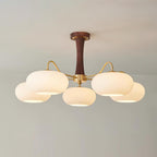 Persimmon Wooden Brass Ceiling Suspension Lighting Lobby