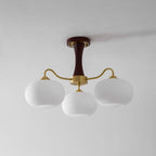 Persimmon Wooden Brass Ceiling Suspension Lighting Lobby