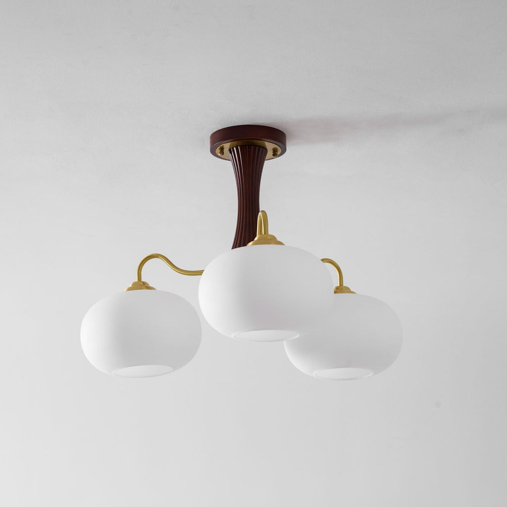 Persimmon Wooden Brass Ceiling Suspension Lighting Lobby
