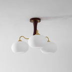 Persimmon Wooden Brass Ceiling Suspension Lighting Lobby