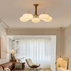 Persimmon Wooden Brass Ceiling Suspension Lighting Lobby