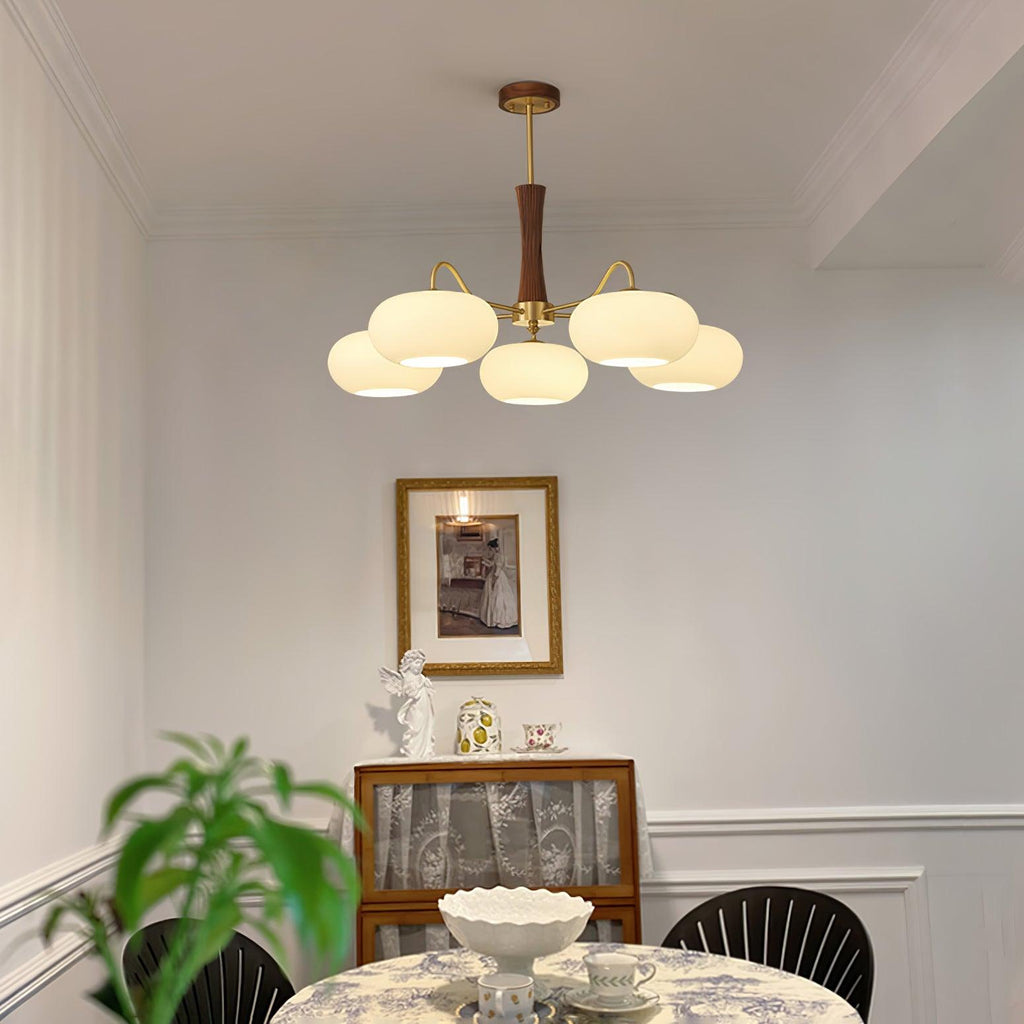 Persimmon Wooden Brass Ceiling Suspension Lighting Lobby