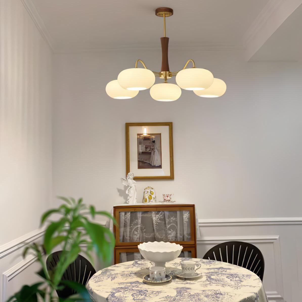 Persimmon Wooden Brass Ceiling Suspension Lighting Lobby