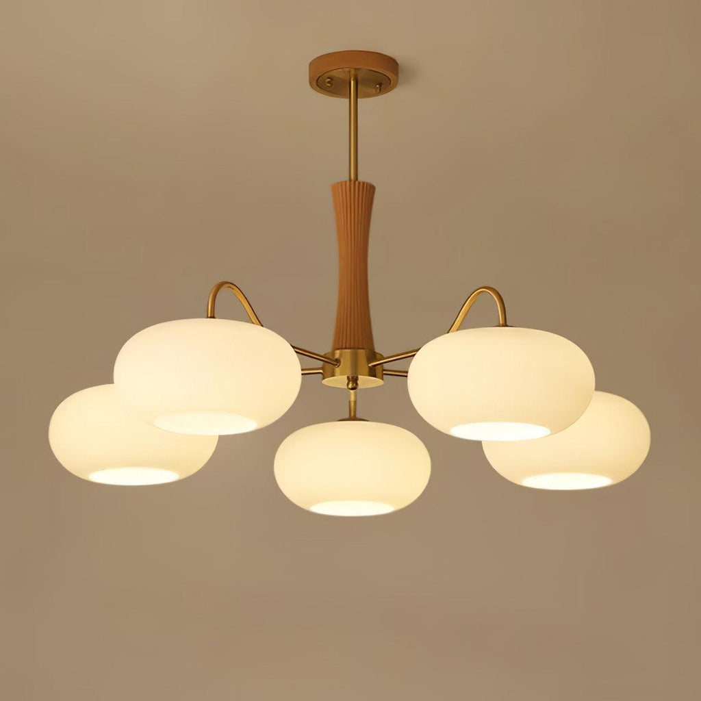Persimmon Wooden Brass Ceiling Suspension Lighting Lobby