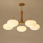 Persimmon Wooden Brass Ceiling Suspension Lighting Lobby