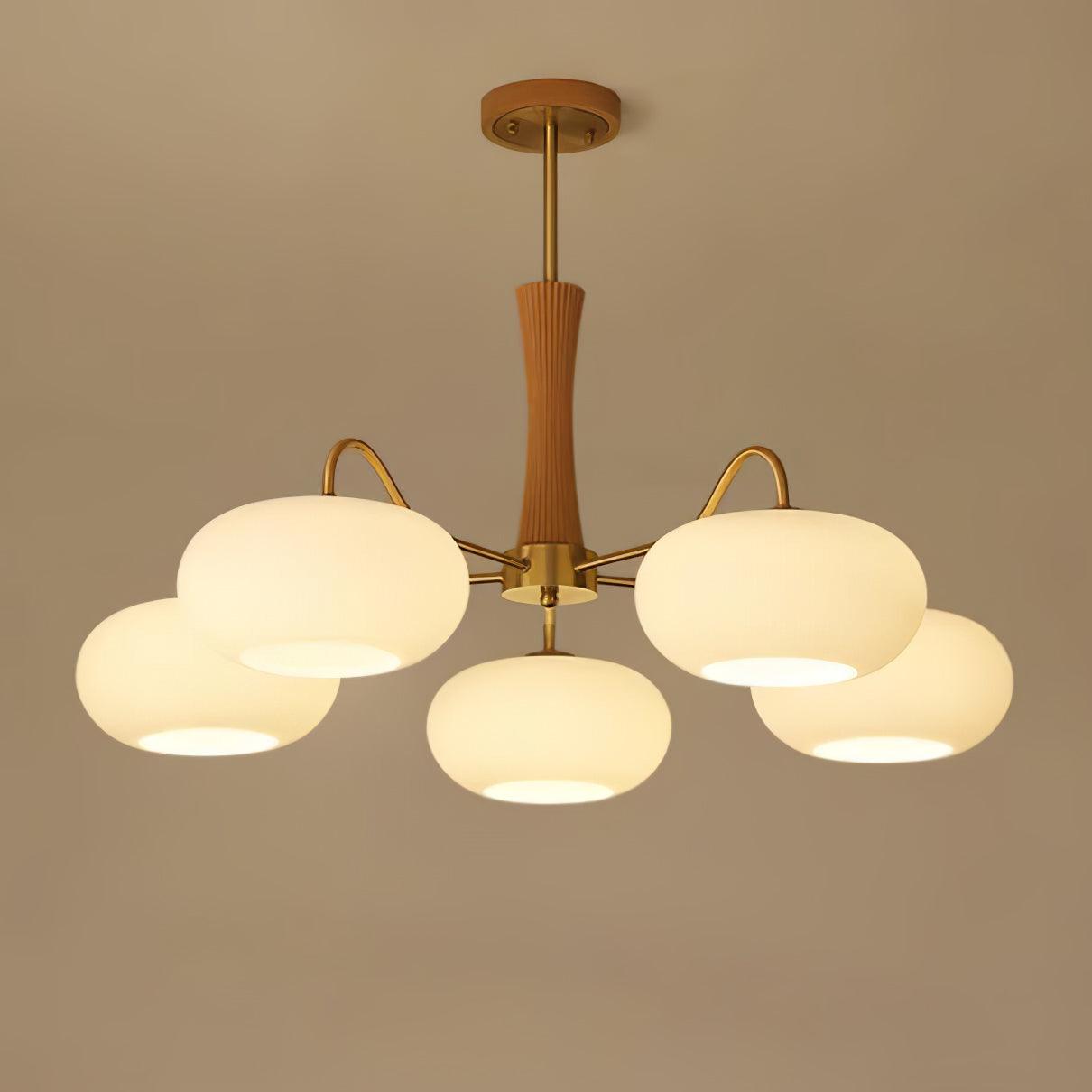 Persimmon Wooden Brass Ceiling Suspension Lighting Lobby