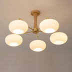 Persimmon Wooden Brass Ceiling Suspension Lighting Lobby