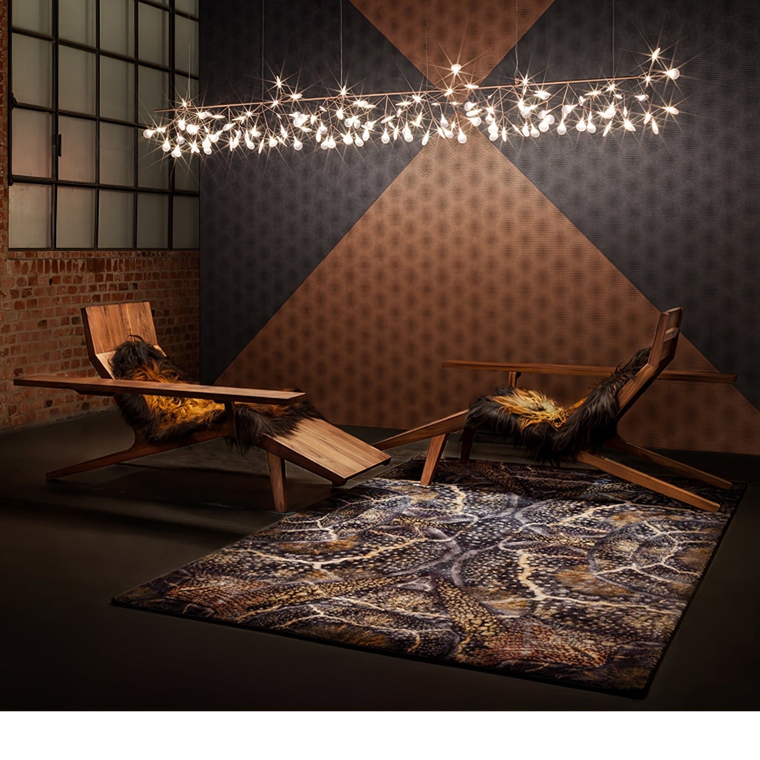 Rose Gold Firefly LED Ceiling Suspension Lighting Lobby