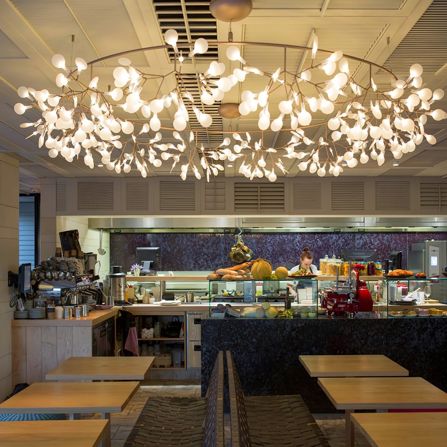 Rose Gold Firefly LED Ceiling Suspension Lighting Lobby