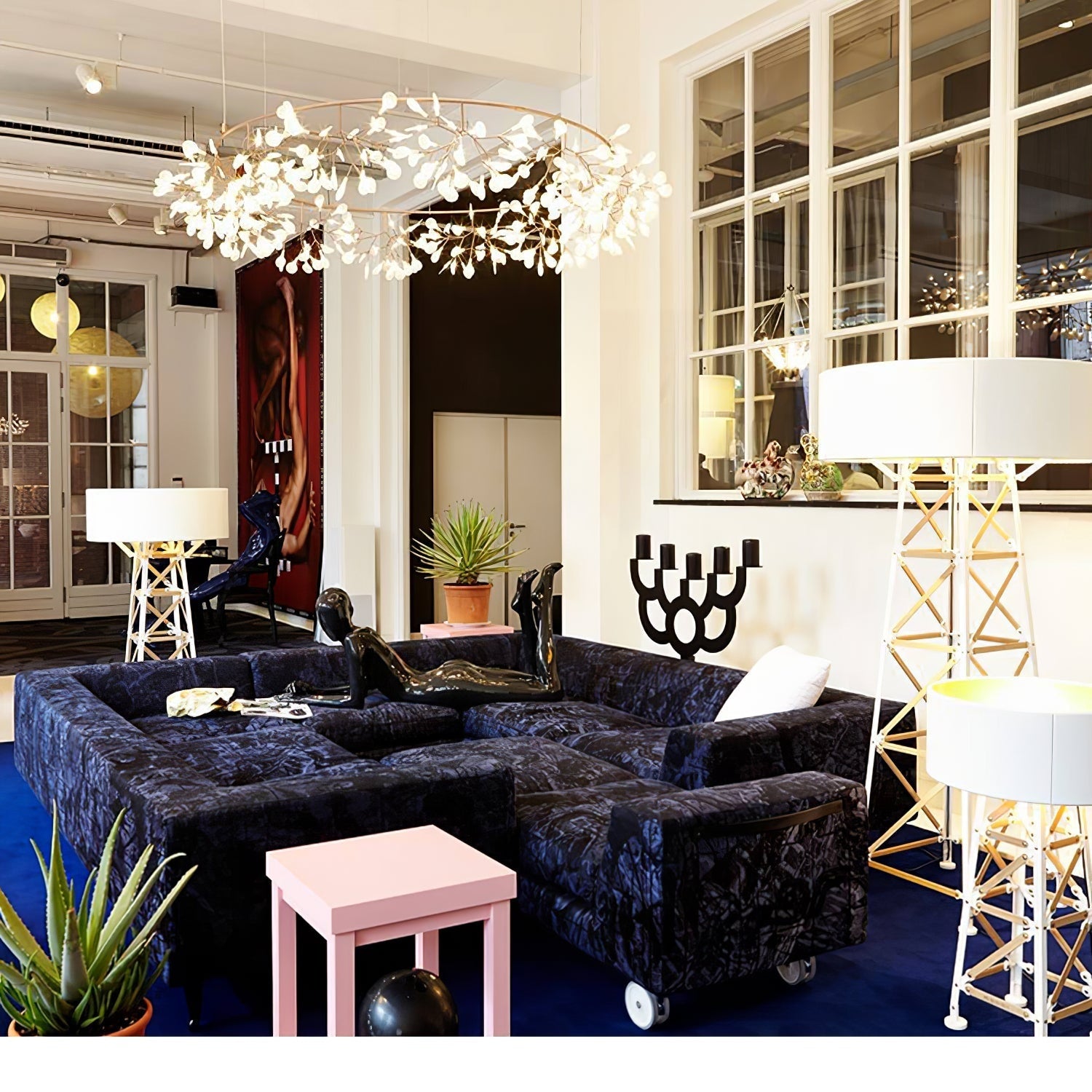 Rose Gold Firefly LED Ceiling Suspension Lighting Lobby