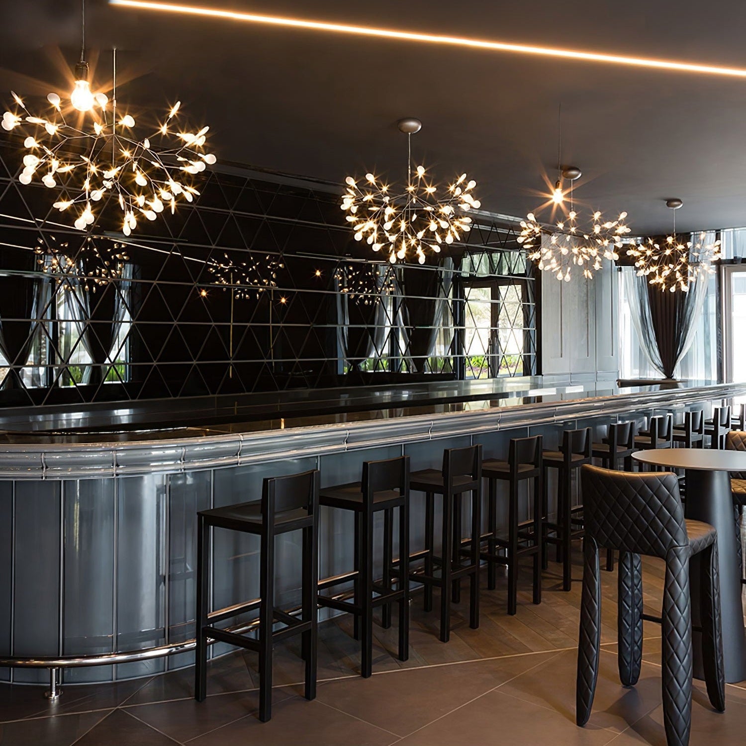 Rose Gold Firefly LED Ceiling Suspension Lighting Lobby