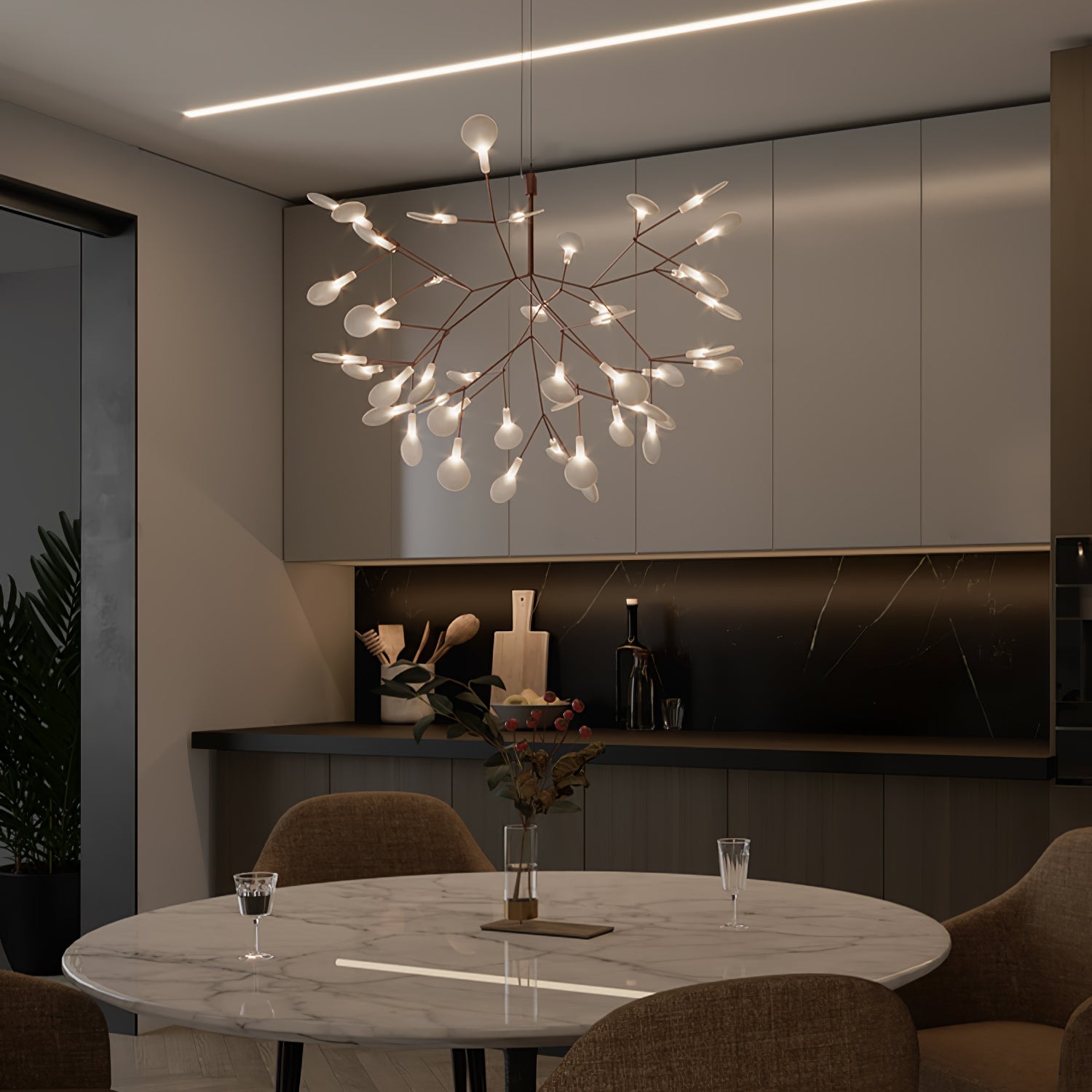 Rose Gold Firefly LED Ceiling Suspension Lighting Lobby