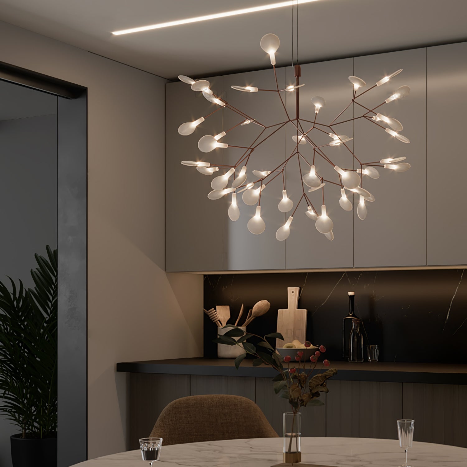 Rose Gold Firefly LED Ceiling Suspension Lighting Lobby