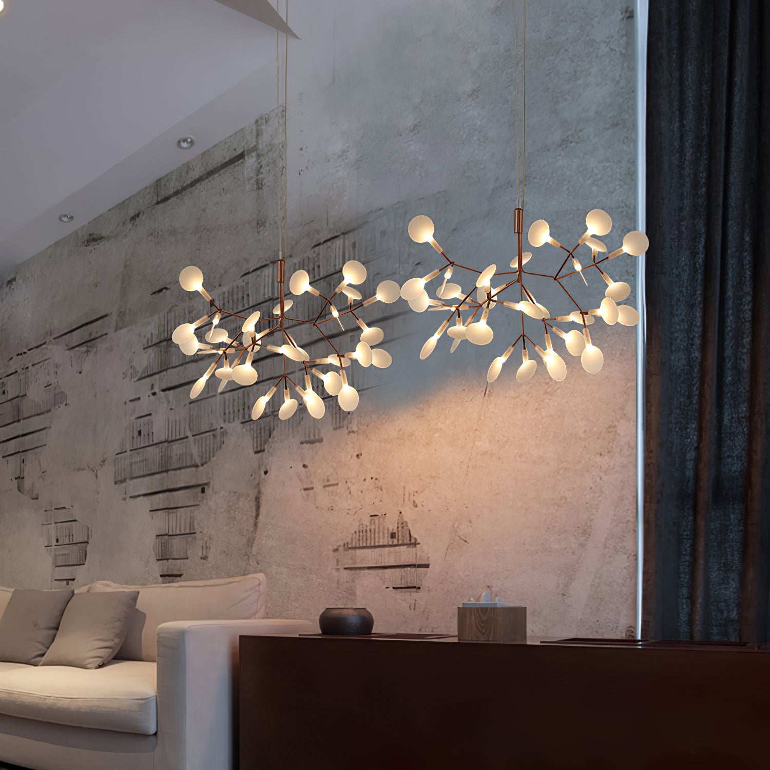 Rose Gold Firefly LED Ceiling Suspension Lighting Lobby