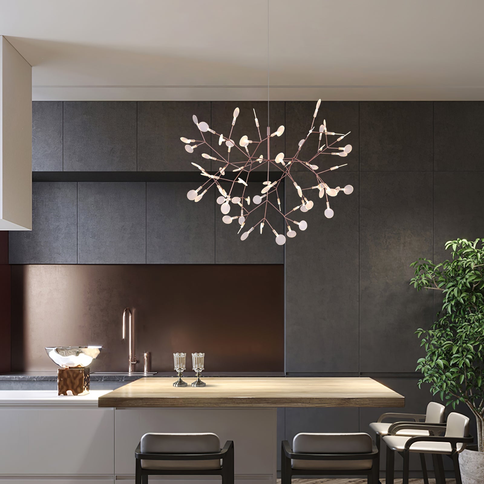 Rose Gold Firefly LED Ceiling Suspension Lighting Lobby