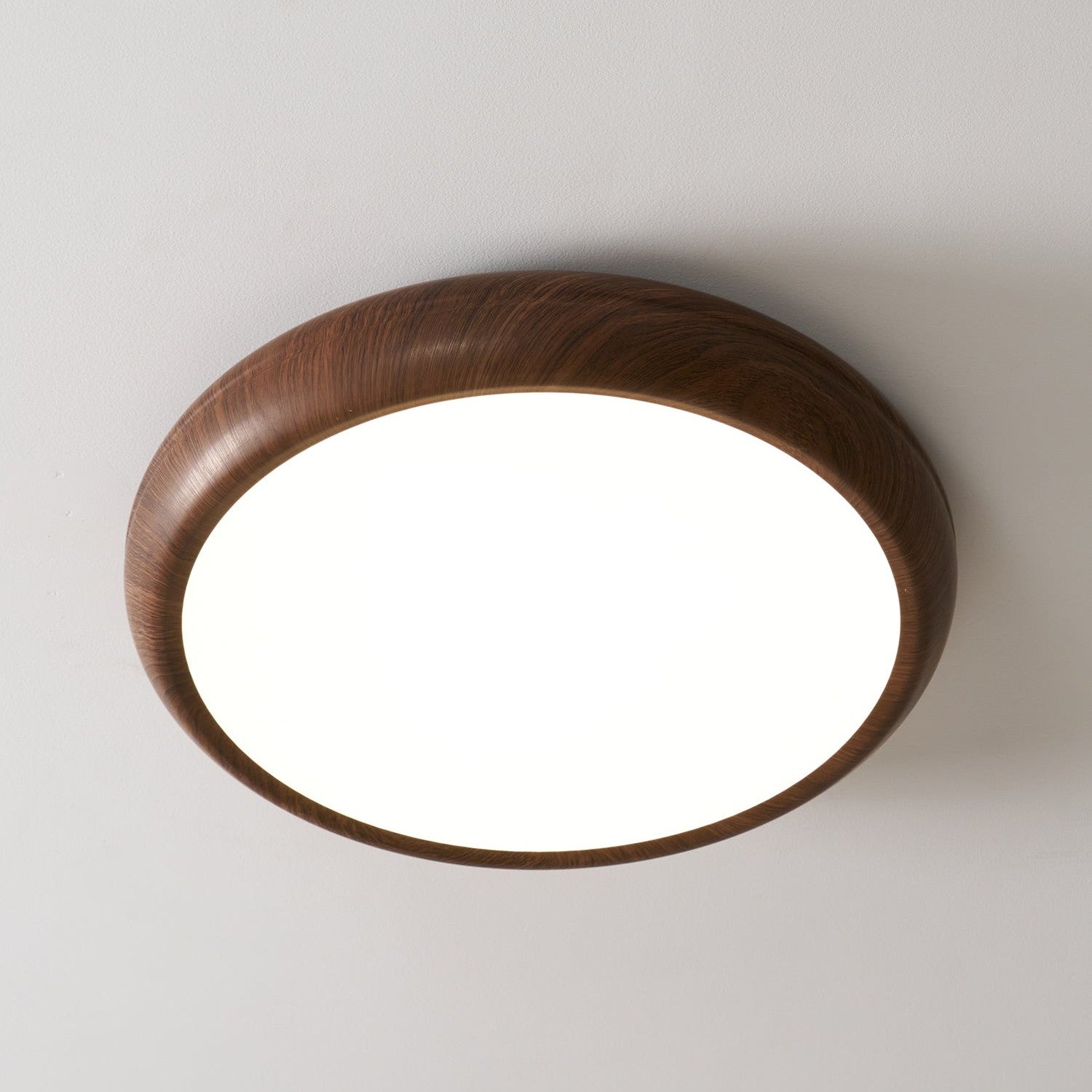 Round Ceiling Light with Wood Grain Lighting Lobby