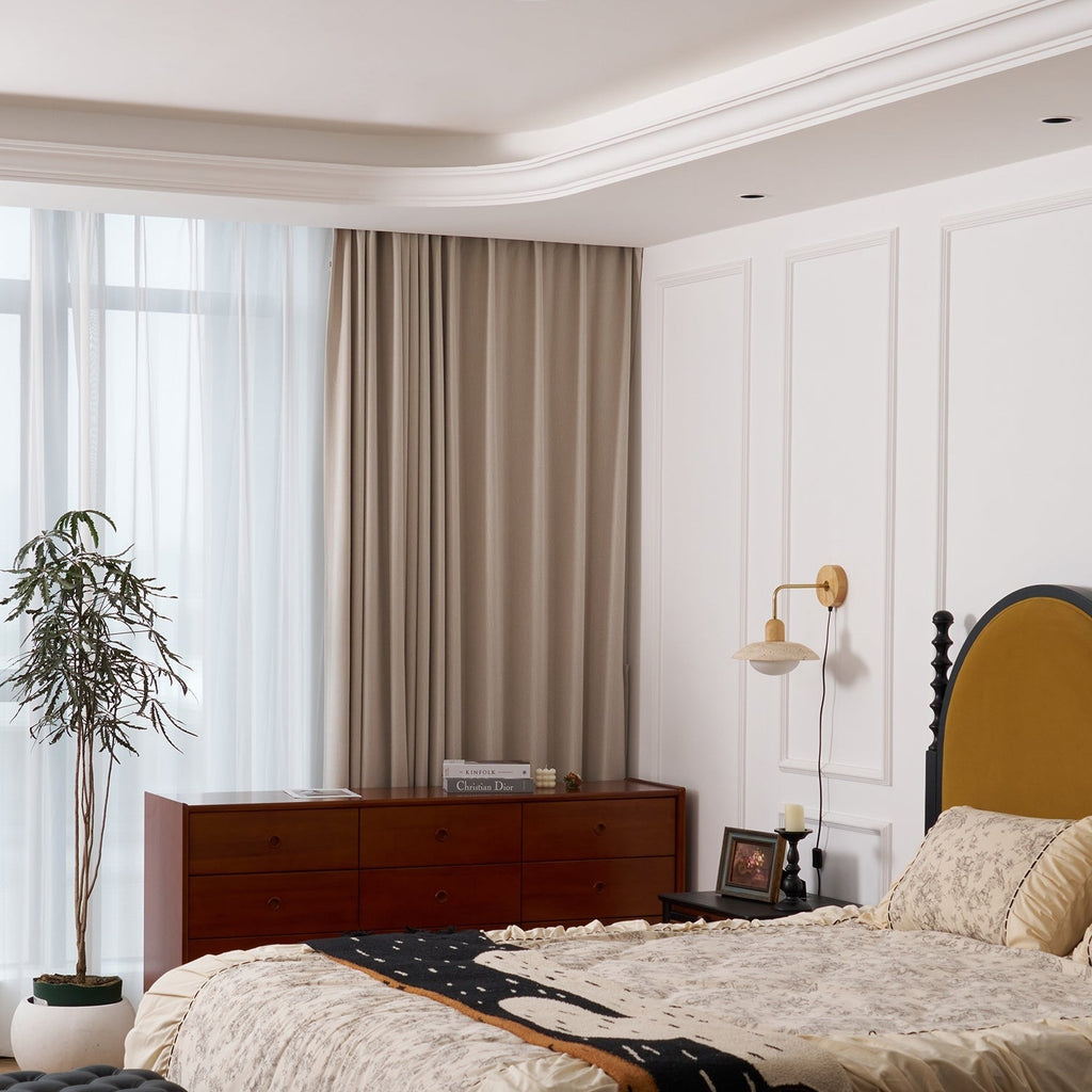 Round Ceiling Light with Wood Grain Lighting Lobby
