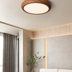 Round Ceiling Light with Wood Grain Lighting Lobby