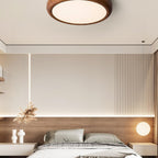 Round Ceiling Light with Wood Grain Lighting Lobby