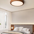 Round Ceiling Light with Wood Grain Lighting Lobby