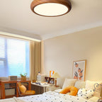 Round Ceiling Light with Wood Grain Lighting Lobby