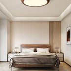 Round Ceiling Light with Wood Grain Lighting Lobby