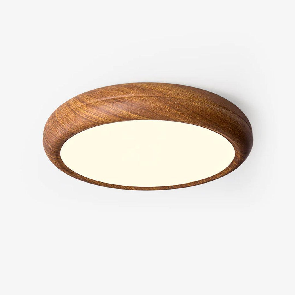 Round Ceiling Light with Wood Grain Lighting Lobby
