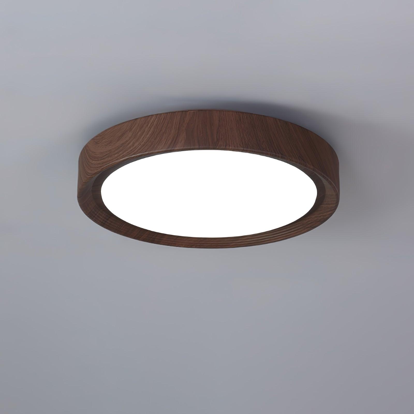 Round Ceiling Light with Wood Grain Lighting Lobby