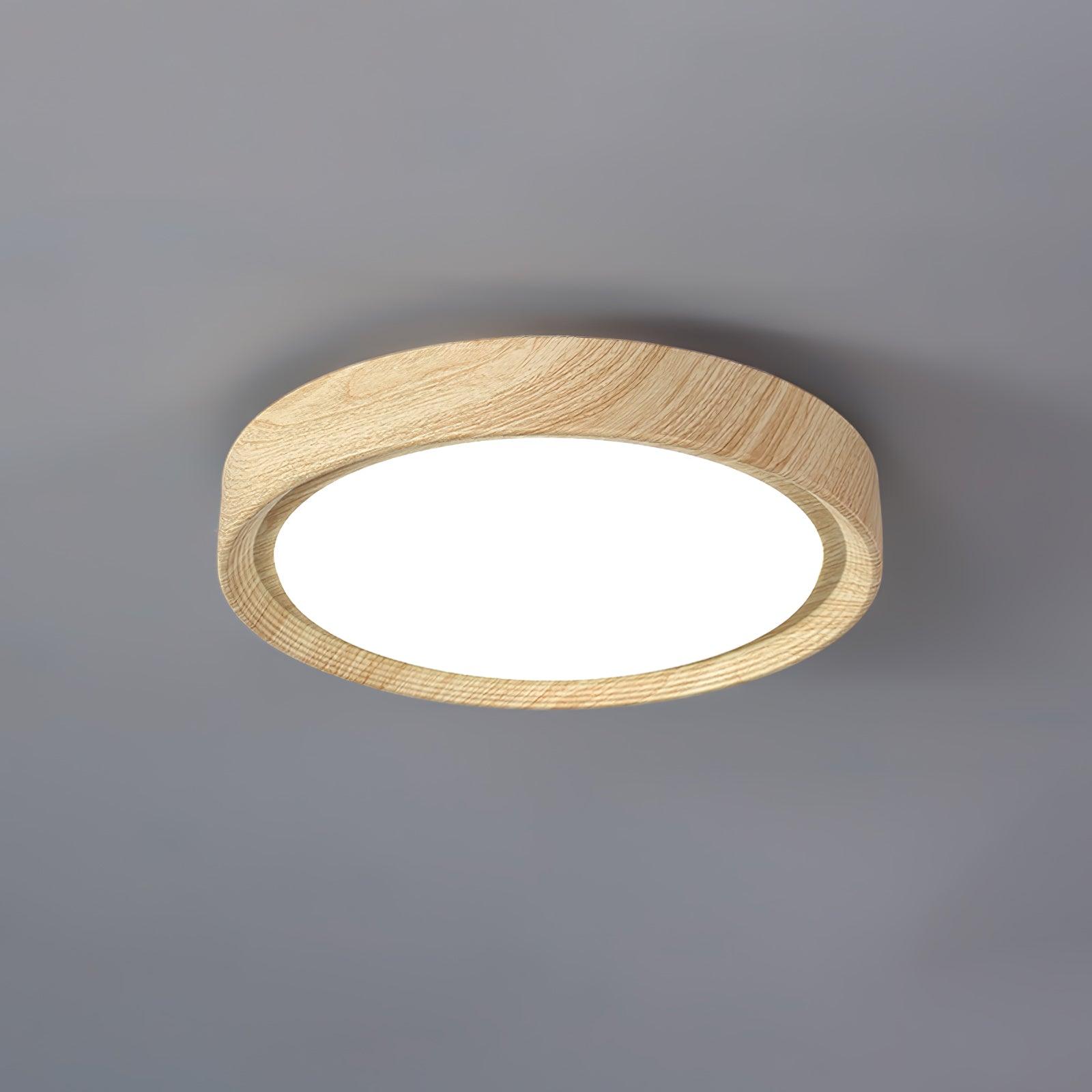 Round Ceiling Light with Wood Grain Lighting Lobby