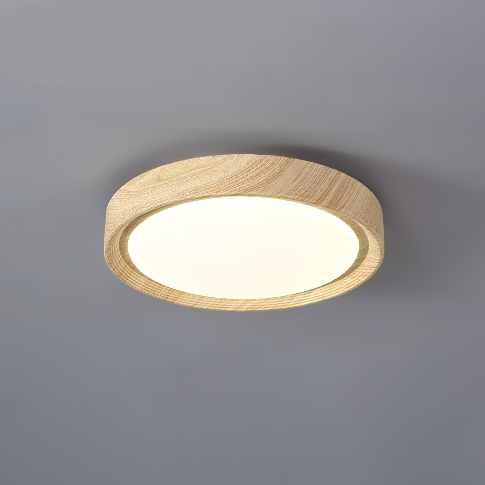 Round Ceiling Light with Wood Grain Lighting Lobby