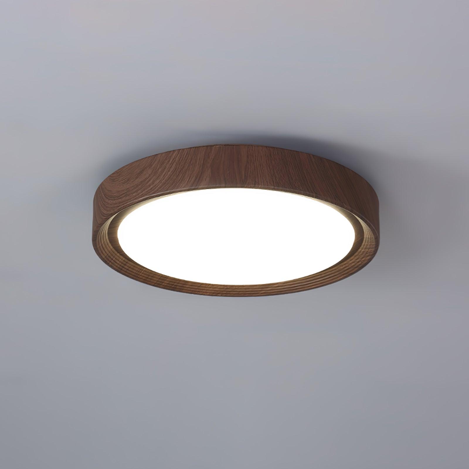 Round Ceiling Light with Wood Grain Lighting Lobby