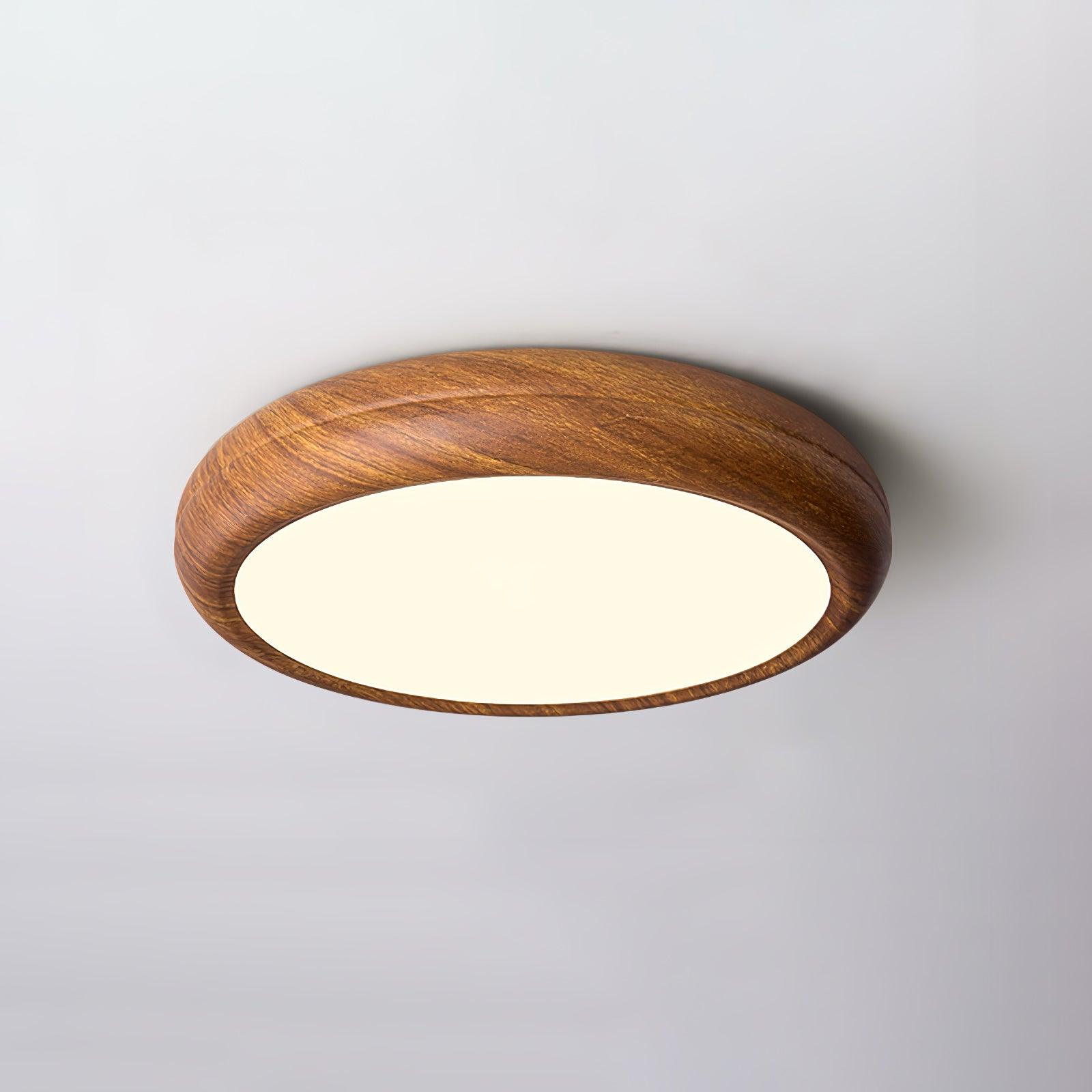 Round Ceiling Light with Wood Grain Lighting Lobby