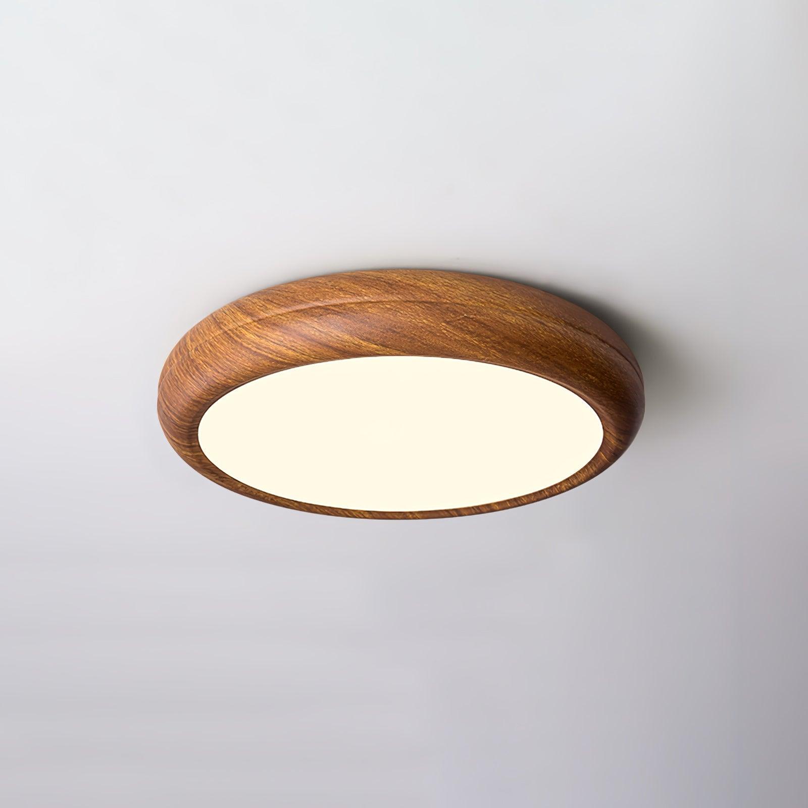Round Ceiling Light with Wood Grain Lighting Lobby