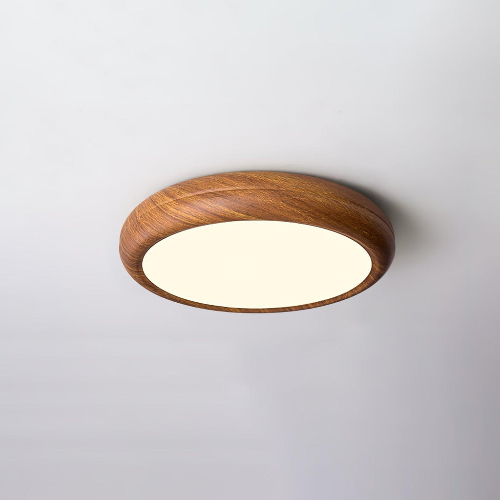 Round Ceiling Light with Wood Grain Lighting Lobby