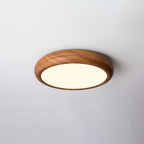 Round Ceiling Light with Wood Grain Lighting Lobby