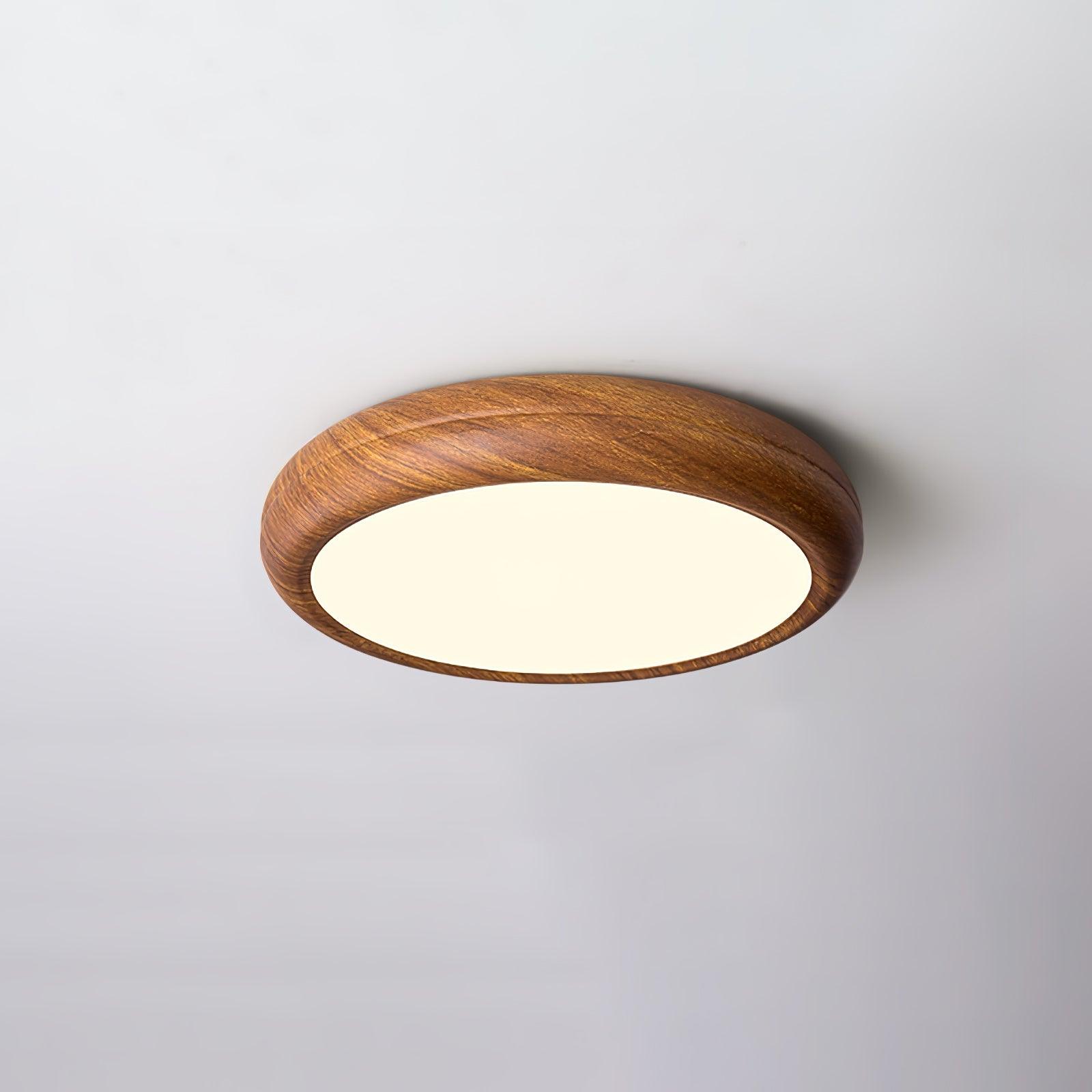 Round Ceiling Light with Wood Grain Lighting Lobby