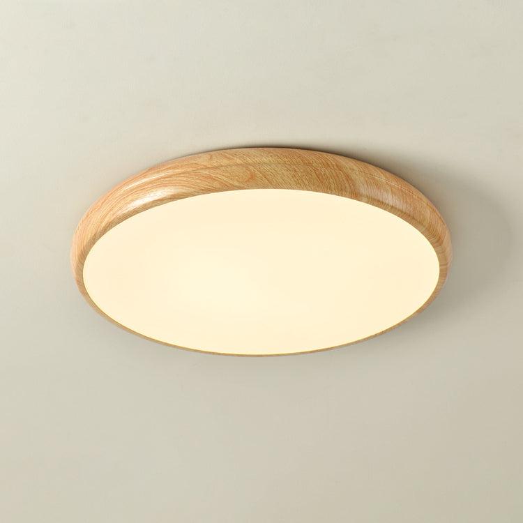 Round Ceiling Light with Wood Grain Lighting Lobby