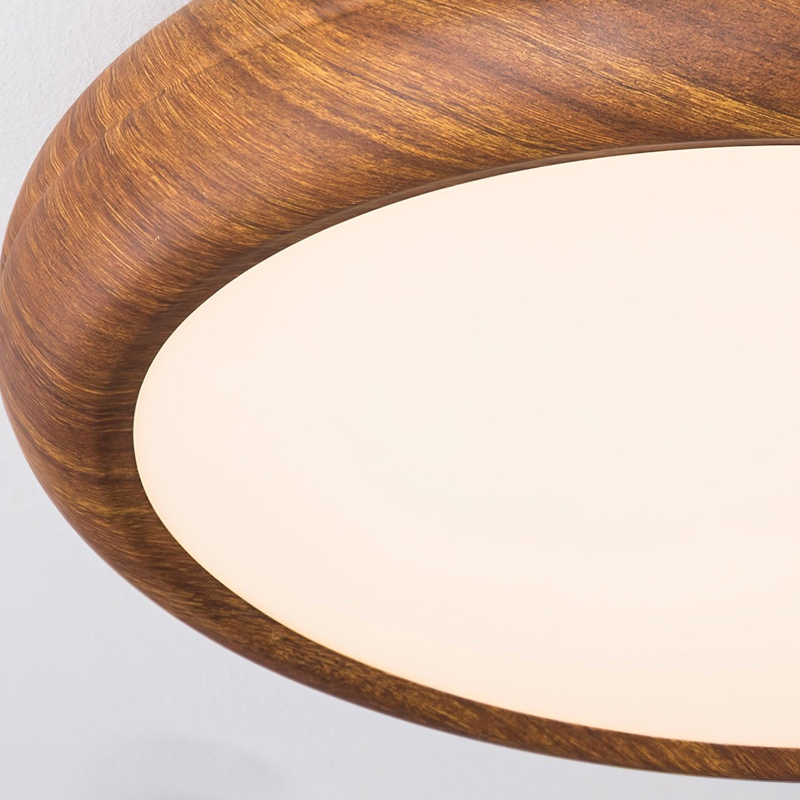 Round Ceiling Light with Wood Grain Lighting Lobby