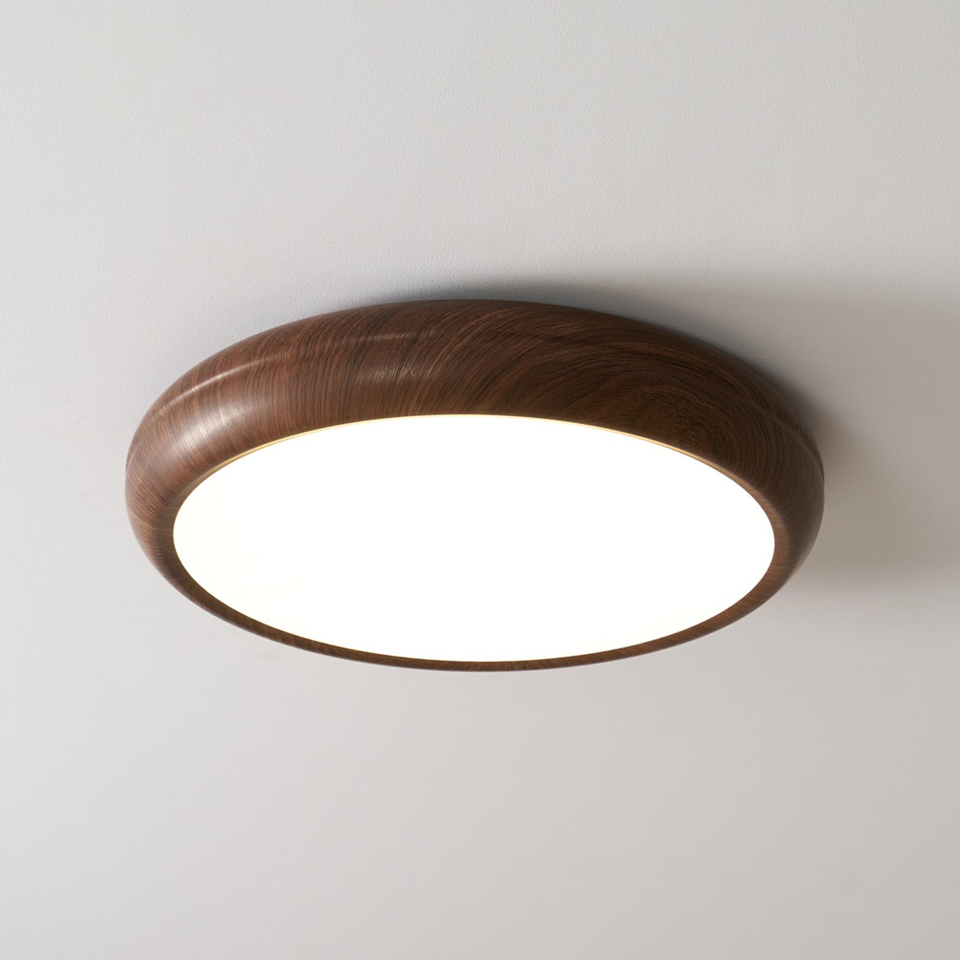 Round Ceiling Light with Wood Grain Lighting Lobby