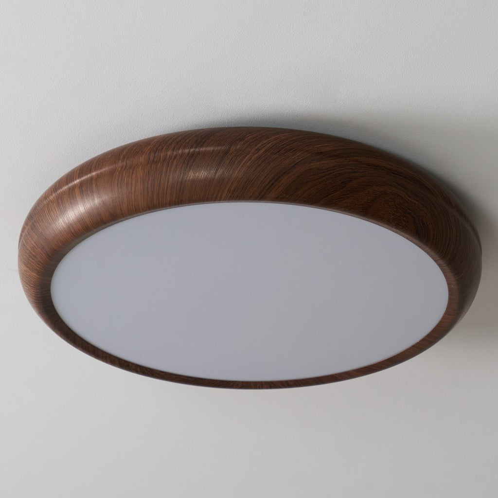 Round Ceiling Light with Wood Grain Lighting Lobby