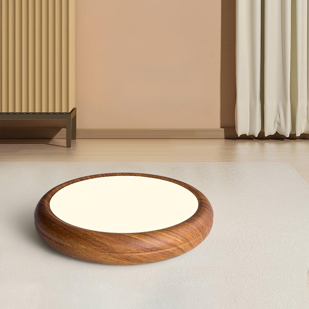 Round Ceiling Light with Wood Grain Lighting Lobby