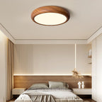 Round Ceiling Light with Wood Grain Lighting Lobby