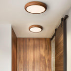 Round Ceiling Light with Wood Grain Lighting Lobby
