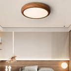 Round Ceiling Light with Wood Grain Lighting Lobby