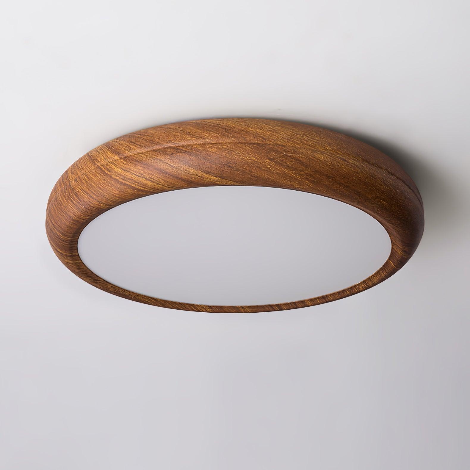 Round Ceiling Light with Wood Grain Lighting Lobby