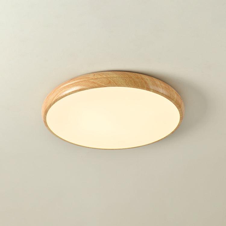 Round Ceiling Light with Wood Grain Lighting Lobby