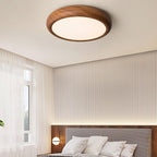 Round Ceiling Light with Wood Grain Lighting Lobby