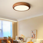 Round Ceiling Light with Wood Grain Lighting Lobby