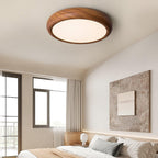 Round Ceiling Light with Wood Grain Lighting Lobby